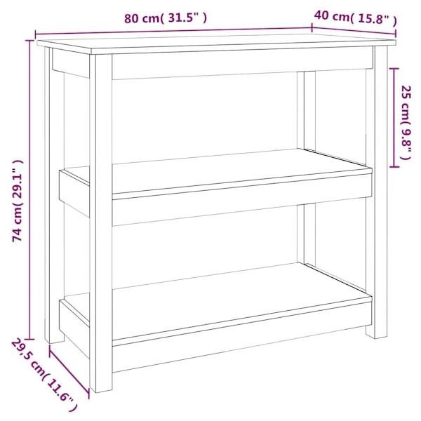 vidaXL Konsolbord honungsbrun 80x40x74 cm massiv furu Brun