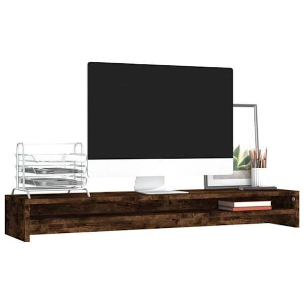 vidaXL Skärmställ rökfärgad ek 100x24x13 cm konstruerat trä Brun