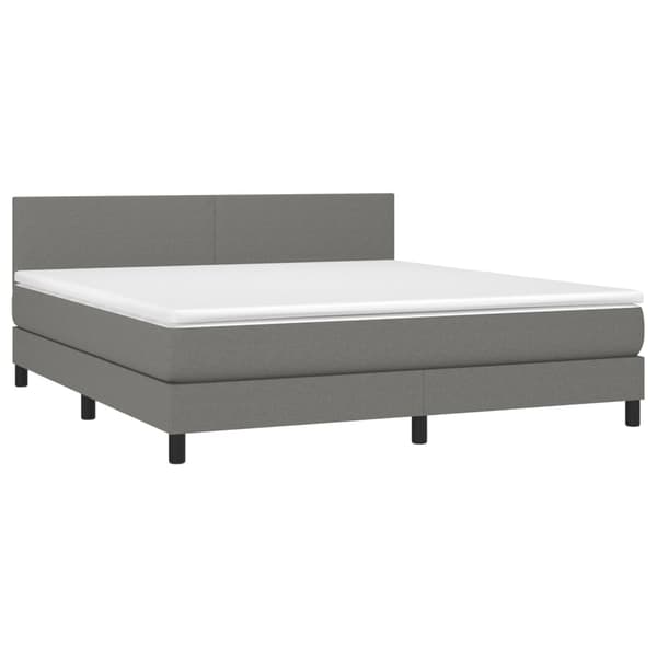 vidaXL Ramsäng med madrass & LED mörkgrå 180x200 cm tyg Grå