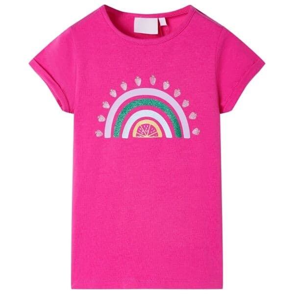 vidaXL T-shirt för barn mörk rosa 128 Rosa