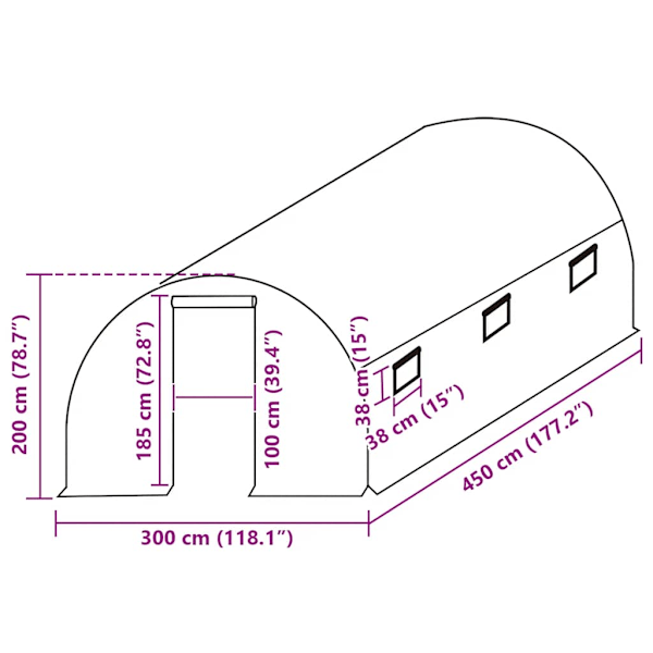 vidaXL Växthusöverdrag (13,5 m²) 300x450x200 cm grön Grön