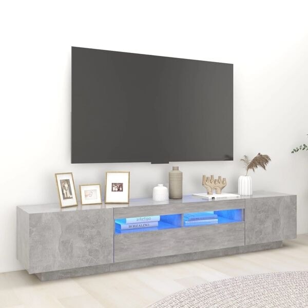 vidaXL TV-bänk med LED-belysning betonggrå 200x35x40 cm grå