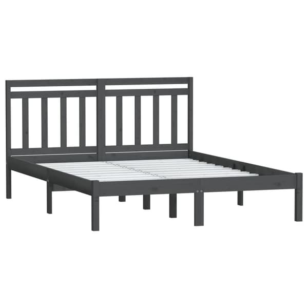 vidaXL Sängram grå massiv furu 140x190 cm Grå