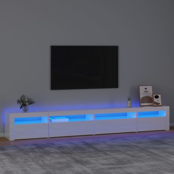 vidaXL Tv-bänk med LED-belysning vit högglans 270x35x40 cm Vit