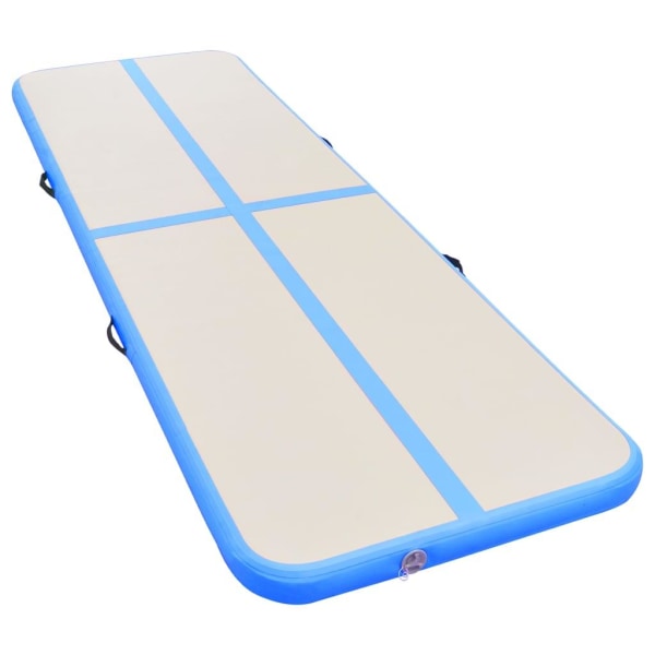 vidaXL Uppblåsbar gymnastikmatta med pump 600x100x10 cm PVC blå grå