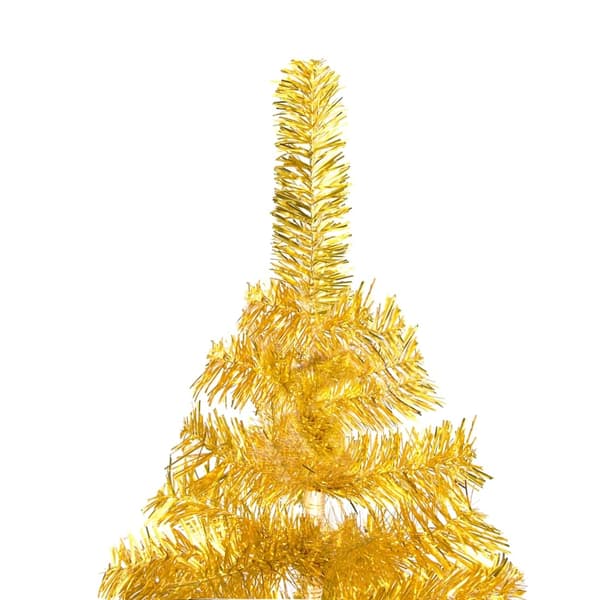 vidaXL Belyst plastgran med kulor guld 210 cm PET Guld
