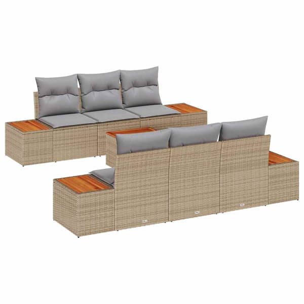 vidaXL Trädgårdsoffset 7 st Beige Poly rattan Beige