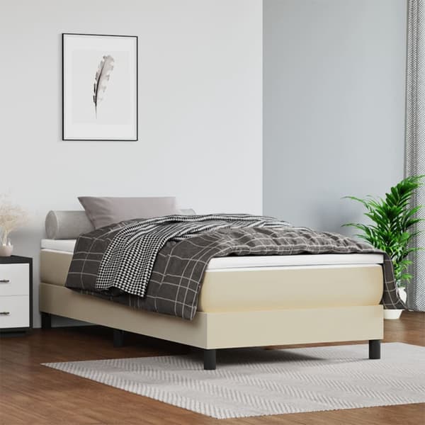 vidaXL Ramsäng med madrass gräddvit 90x200cm konstläder Kräm