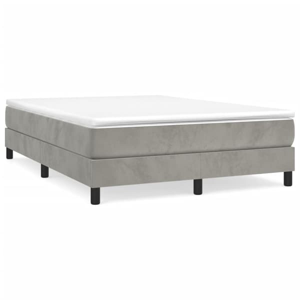 vidaXL Ramsäng med madrass ljusgrå 140x200 cm sammet Grå