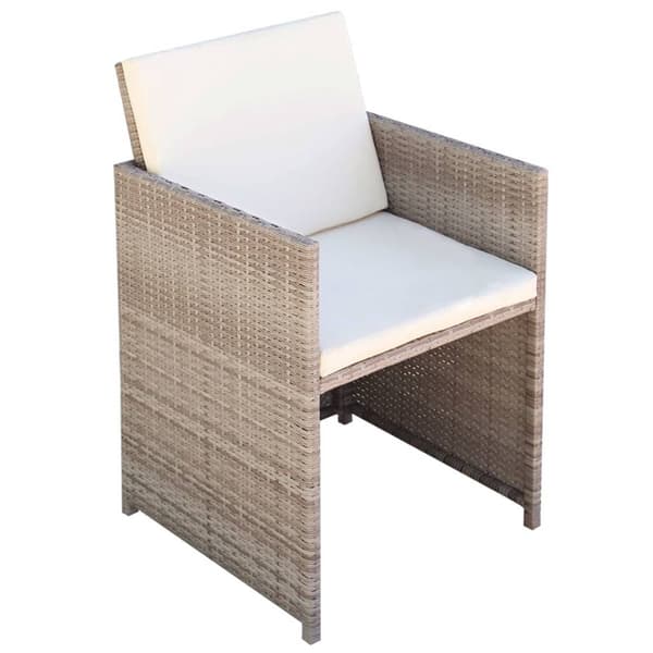 vidaXL Trädgårdsmöbelset grå konstrotting 11 delar Beige