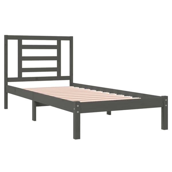 vidaXL Sängram grå massiv furu 100x200 cm Grå