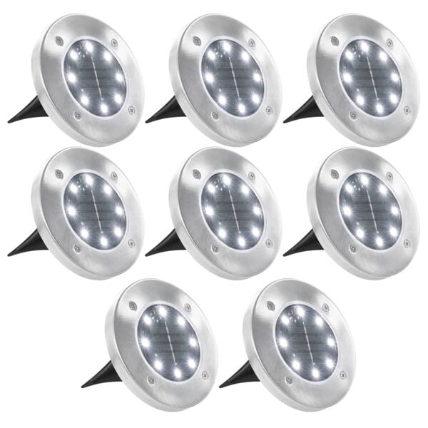 vidaXL Marklampor soldrivna 8 st LED vit Vit