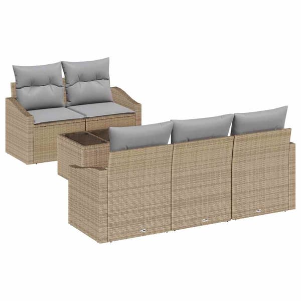 vidaXL Soffset 6 st Beige och Grå konstrotting Beige
