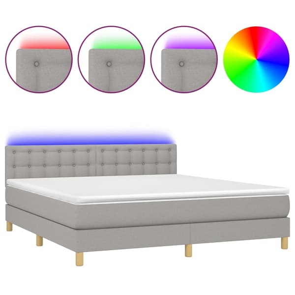 vidaXL Ramsäng med madrass & LED ljusgrå 180x200 cm tyg Grå
