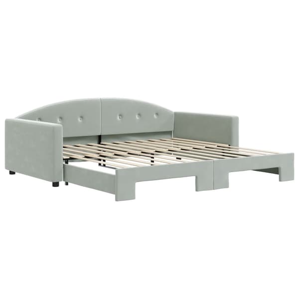 vidaXL Dagbädd utdragbar ljusgrå 100x200 cm sammet Grå