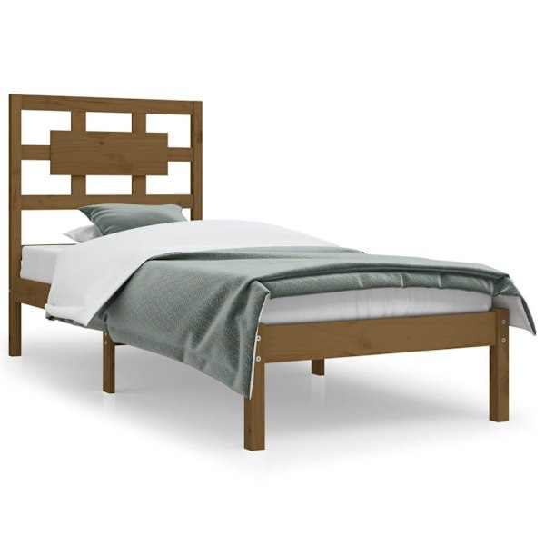 vidaXL Sängram honungsbrun massiv furu 100x200 cm enkelsäng Brun