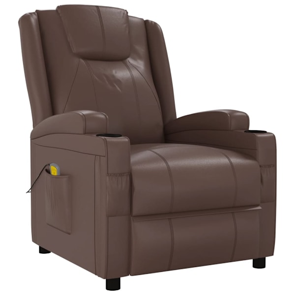 vidaXL Massagefåtölj brun konstläder Brun