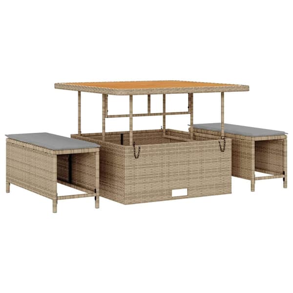 vidaXL Trädgårdsoffset 8 st Beige konstrotting Beige
