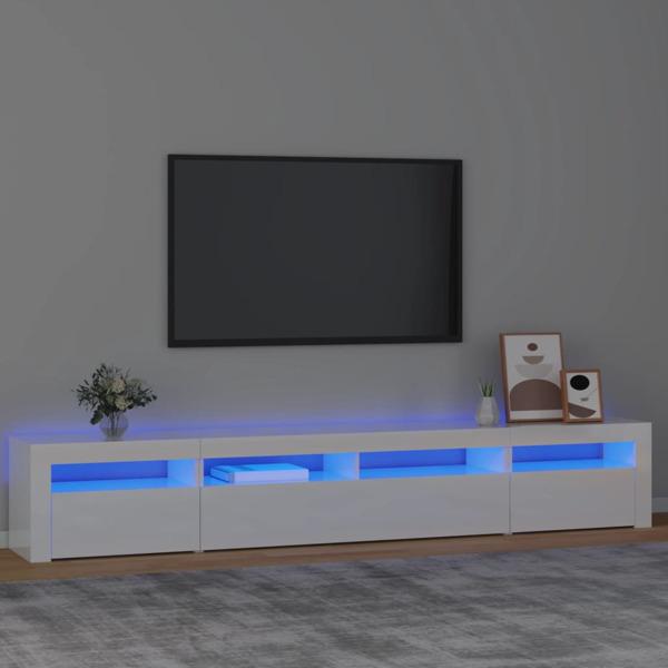 vidaXL Tv-bänk med LED-belysning vit högglans 240x35x40 cm Vit