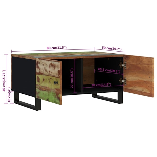 vidaXL Soffbord 80x50x40 cm massivt återvunnet och konstruerat trä Flerfärgsdesign