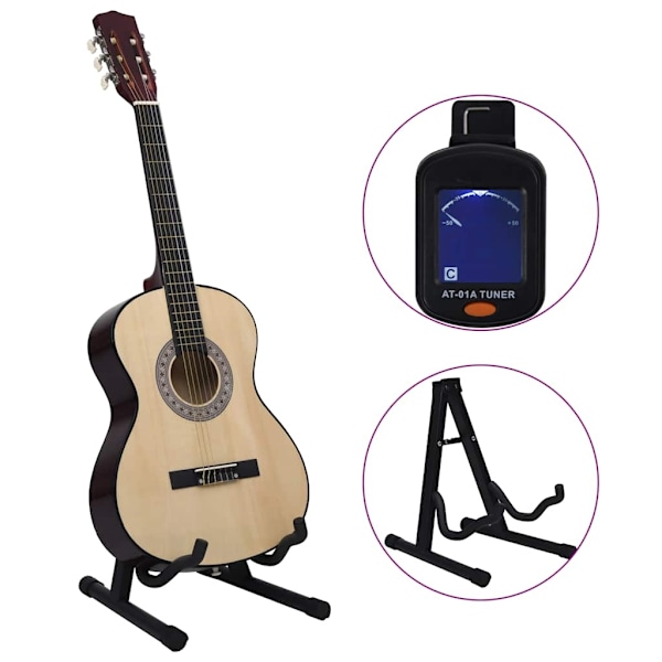 vidaXL Klassiskt gitarrset 12 delar klassisk 4/4 39" Brun