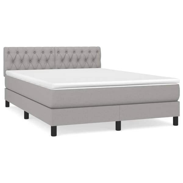 vidaXL Ramsäng med madrass ljusgrå 140x200 cm tyg Grå