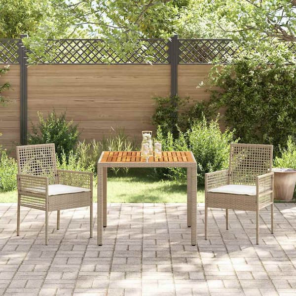 vidaXL Trädgårdsmöbelset 3 st Beige konstrotting Beige