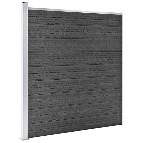 vidaXL Staketpaneler WPC 1138x(105-186) cm svart Svart