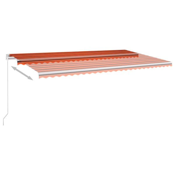 vidaXL Automatisk markis med vindsensor & LED 6x3,5 m orange/brun Flerfärgsdesign