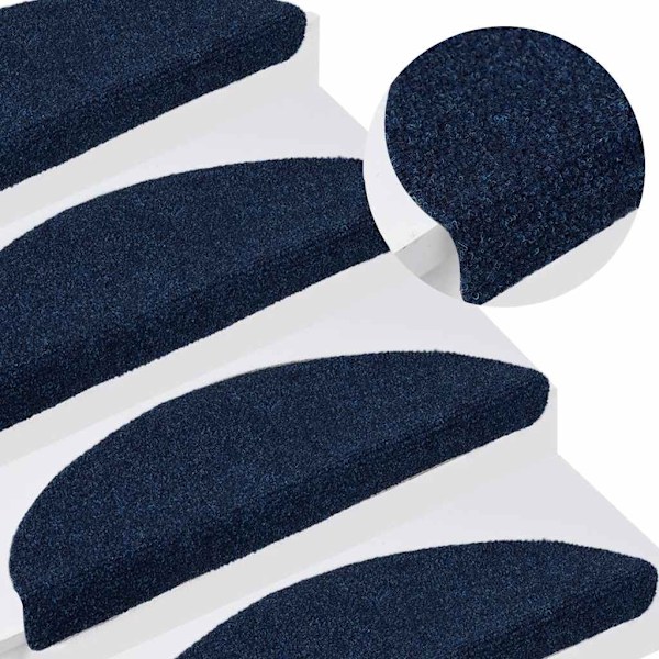 vidaXL Trappstegsmattor självhäftande 5 st marinblå 56x17x3 cm brodyr Blå