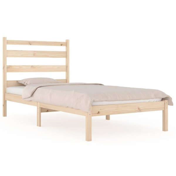 vidaXL Sängram massiv furu 100x200 cm enkelsäng Brun