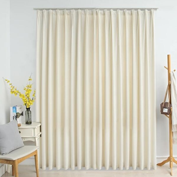 vidaXL Mörkläggningsgardin med krokar sammet gräddvit 290x245 cm Creme