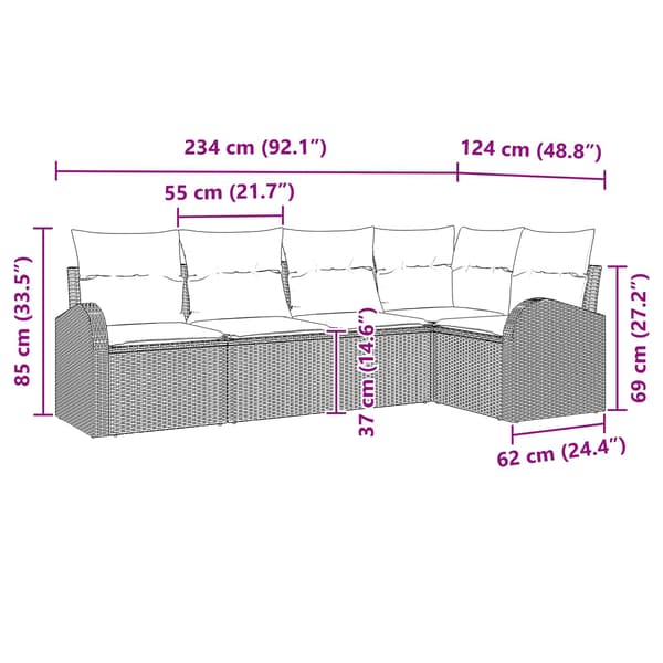 vidaXL Trädgårdsoffset 5 pcs Brun konstrotting Brun
