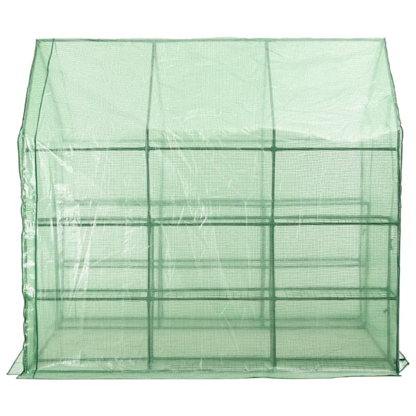 vidaXL Växthus med 12 hyllor stål 143x214x196 cm Grön