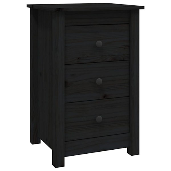vidaXL Sängbord svart 40x35x61,5 cm massiv furu Svart
