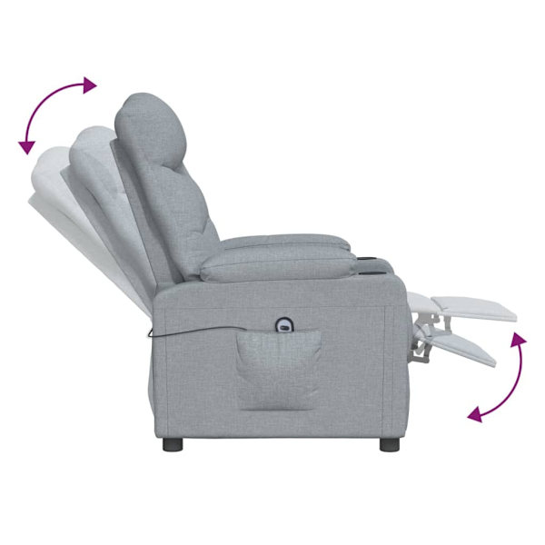 vidaXL Elektrisk reclinerfåtölj ljusgrå tyg Grå