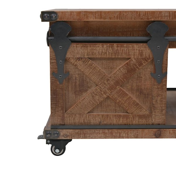 vidaXL Soffbord massivt granträ 91x51x38 cm brun Brun