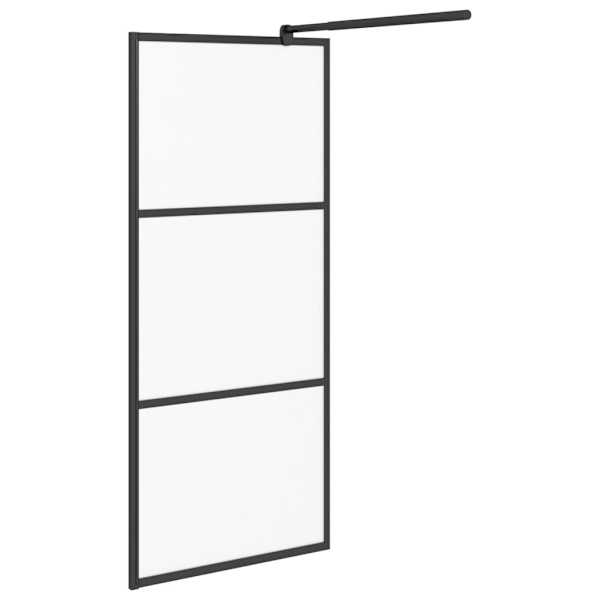 vidaXL Duschvägg 90x195 cm halvfrostat ESG-glas svart Svart