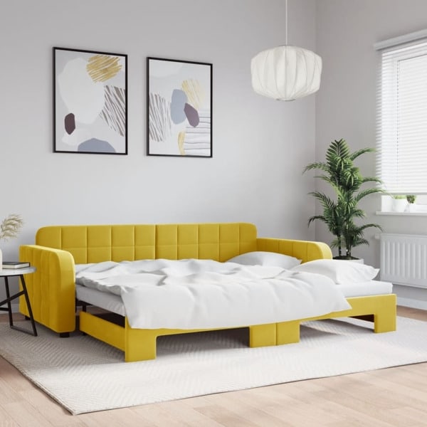 vidaXL Dagbädd utdragbar gul 90x200 cm sammet Gul