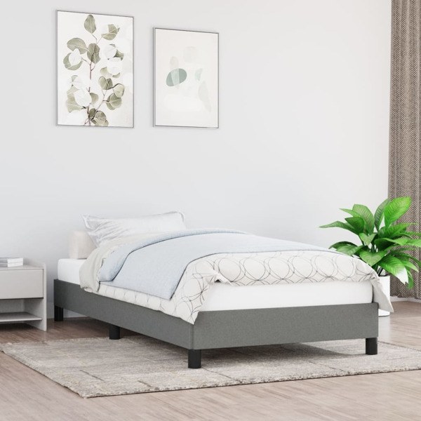 vidaXL Sängram mörkgrå 90x190 cm tyg Grå