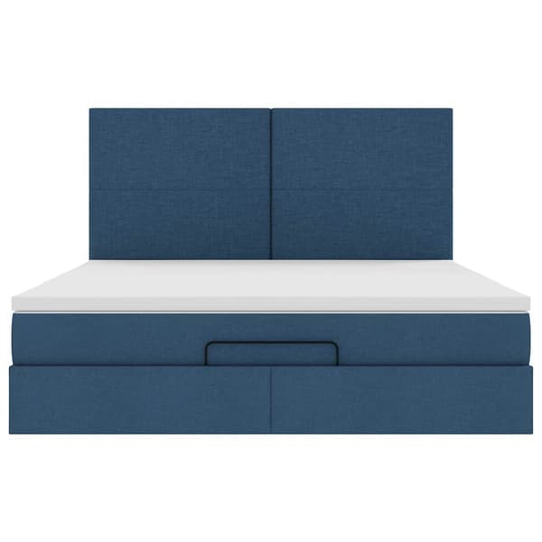 vidaXL Ottoman sängram med madrass blå 180x200 cm tyg Blå