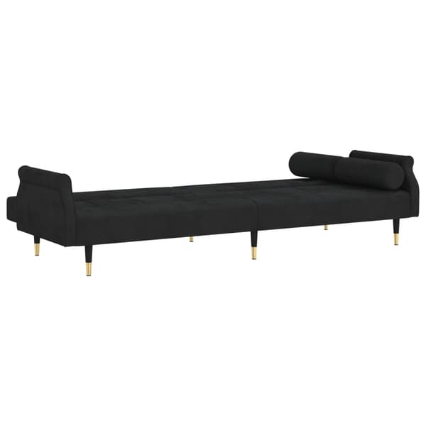 vidaXL Bäddsoffa med dynor svart sammet art