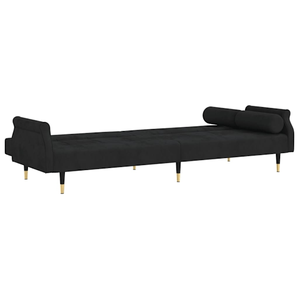 vidaXL Bäddsoffa med dynor svart sammet Svart