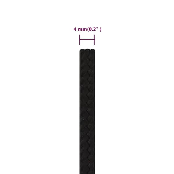 vidaXL Rep svart 4 mm 100 m polyester