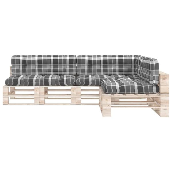 vidaXL Dynor till pallsoffa 7 st grått rutmönster multifärg