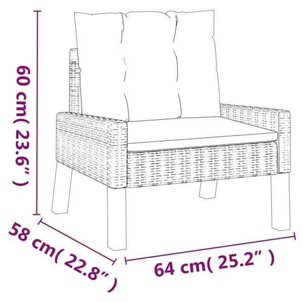 vidaXL Loungegrupp med dynor 4 delar konstrotting och massivt trä Svart