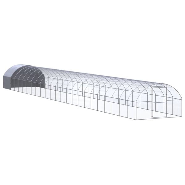 vidaXL Hönsbur för utomhusbruk 3x24x2 m galvaniserat stål Silver