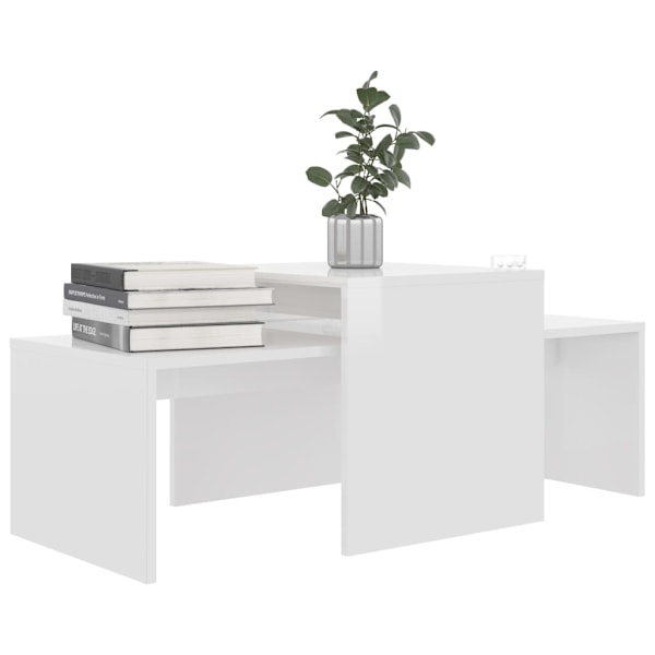 vidaXL Soffbord set vit högglans 100x48x40 cm konstruerat trä Vit