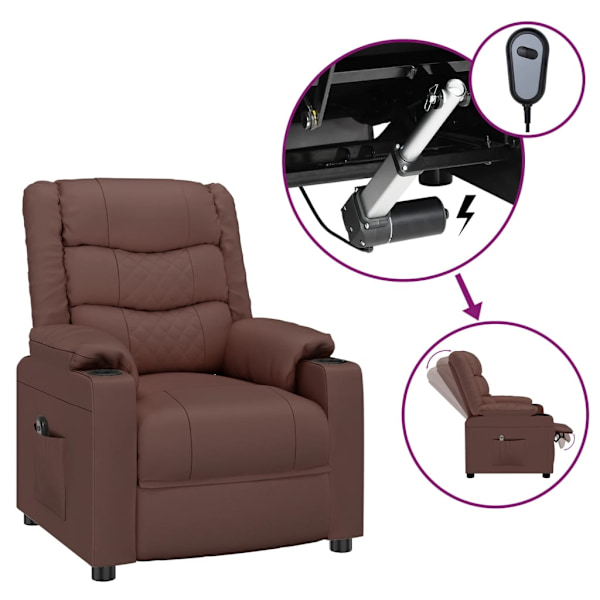 vidaXL Elektronisk reclinerfåtölj brun konstläder Brun