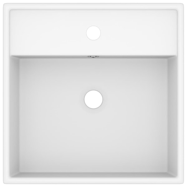 vidaXL Fyrkantigt handfat bräddavlopp matt vit 41x41 cm keramik Vit